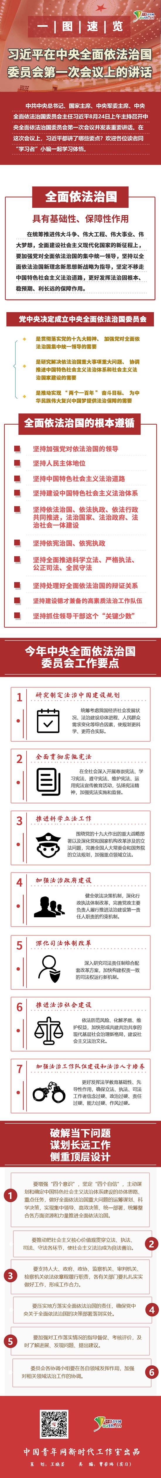 一图速览习近平在中央全面依法治国委员会第一次会议上的讲话